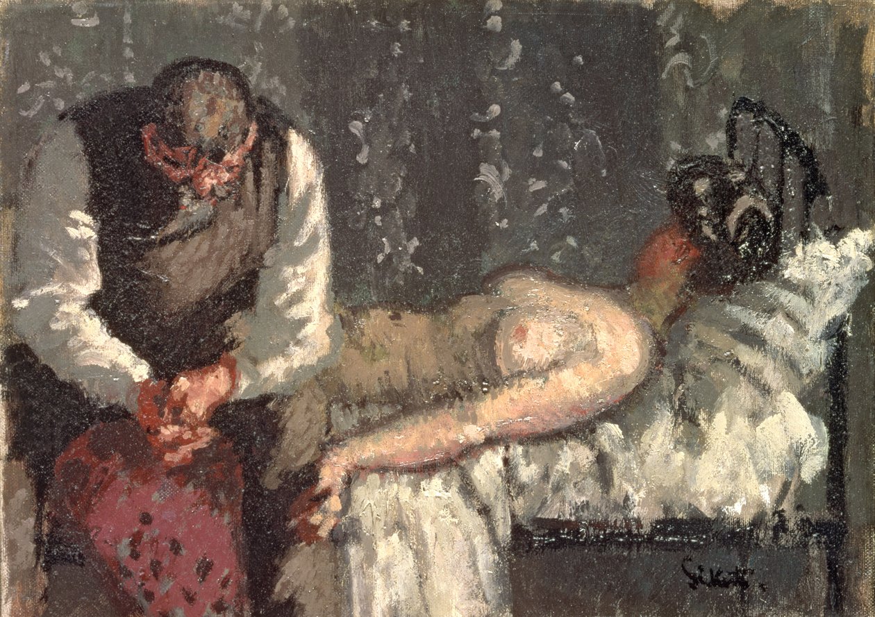 Vražda v Camden Town, aneb co budeme dělat na pronájem?, kolem 1908-9 (olej na plátně) od Walter Richard Sickert