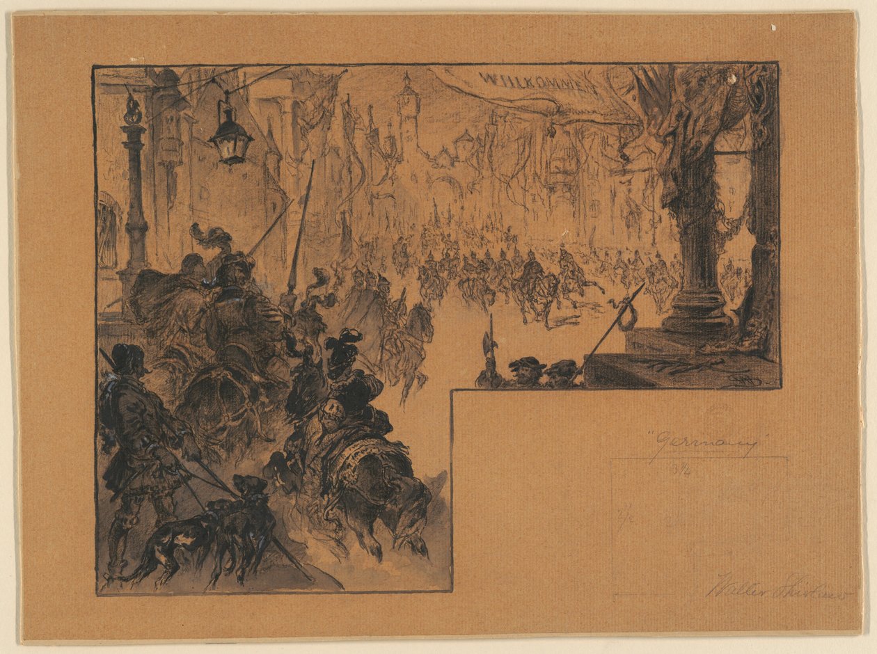 Ilustrace zobrazující triumfální návrat německé armády po německo-francouzské válce od Walter Shirlaw