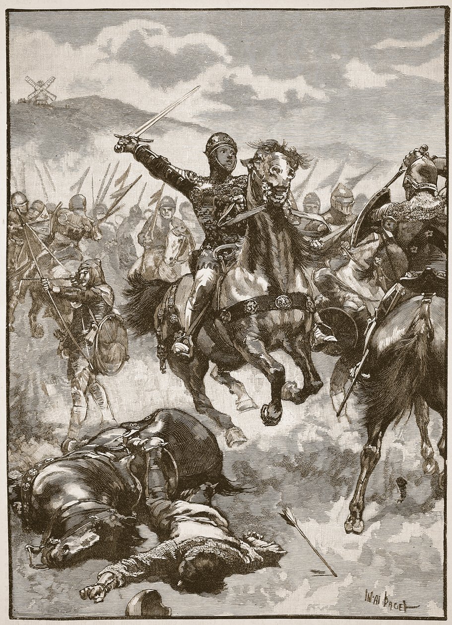 Černý princ v bitvě u Crecy, ilustrace z 