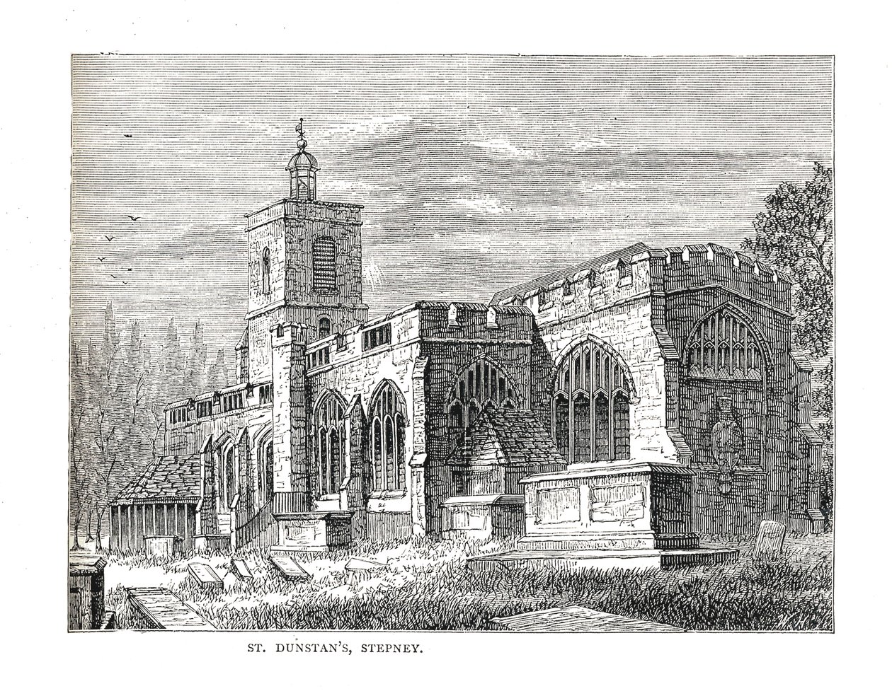 St.Dunstans Stepney. Z pohledu pořízeného v roce 1803 od Walter Thornbury