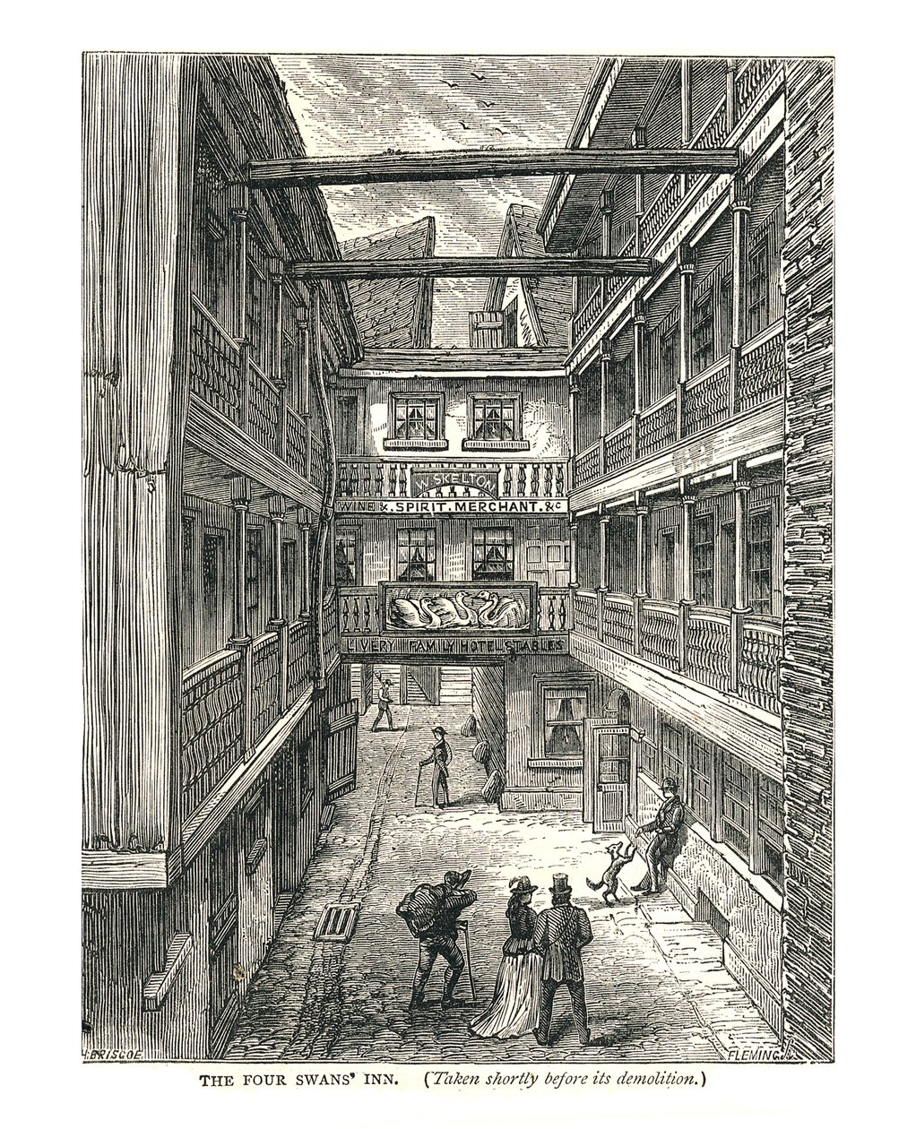 The Four Swans Inn krátce před demolicí, 1878 od Walter Thornbury