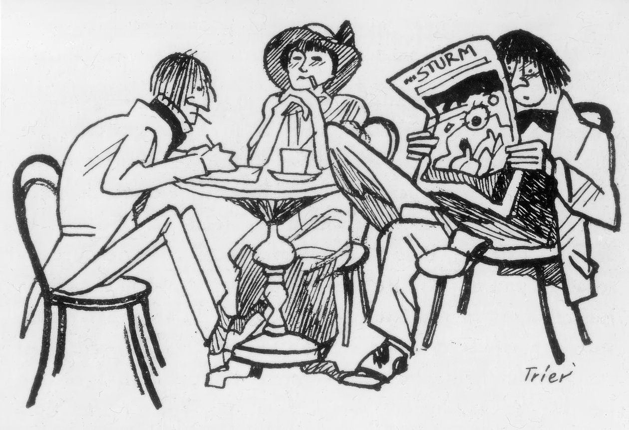 Spisovatelé v Cafe des Westens od Walter Trier