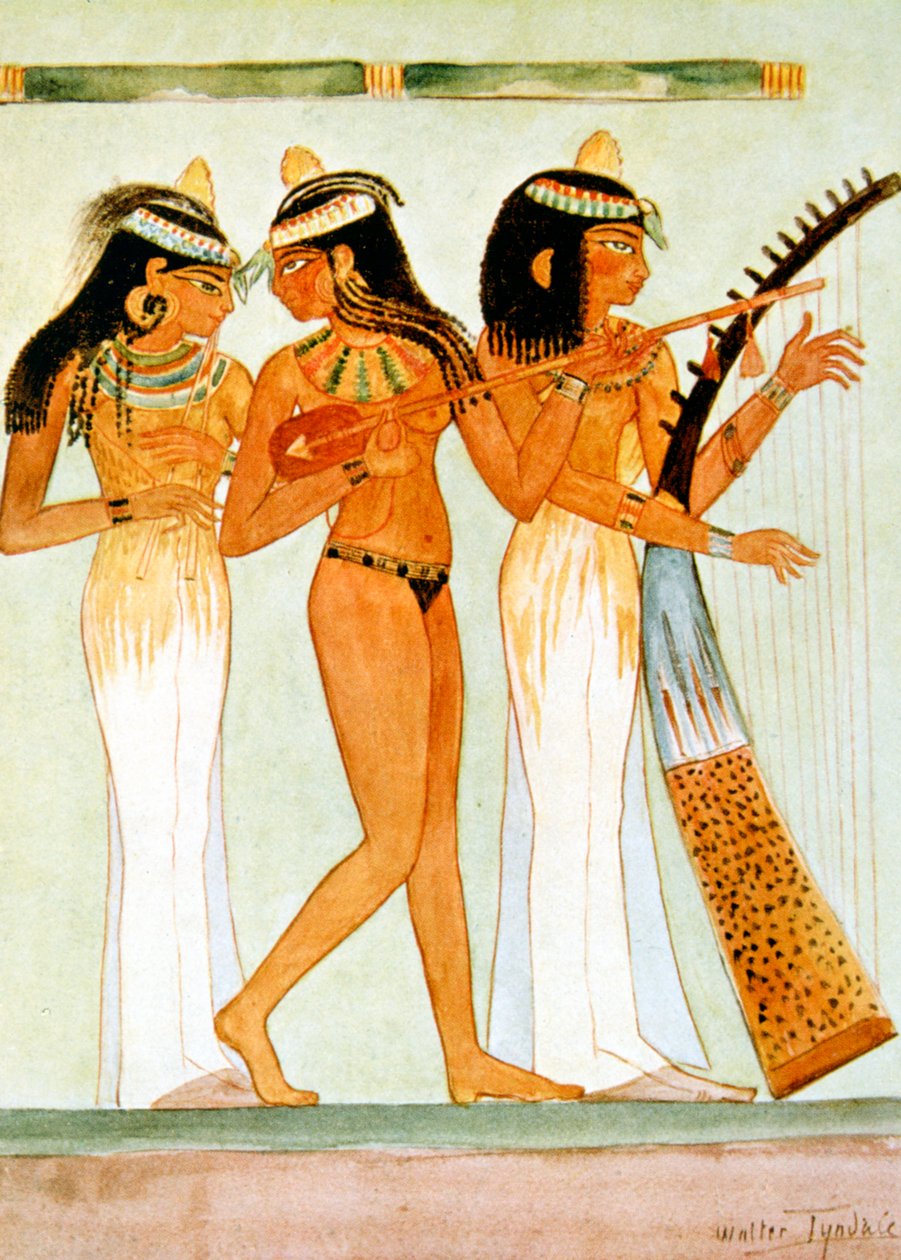 Starověcí egyptští hudebníci a tanečnice, 1910 od Walter Tyndale