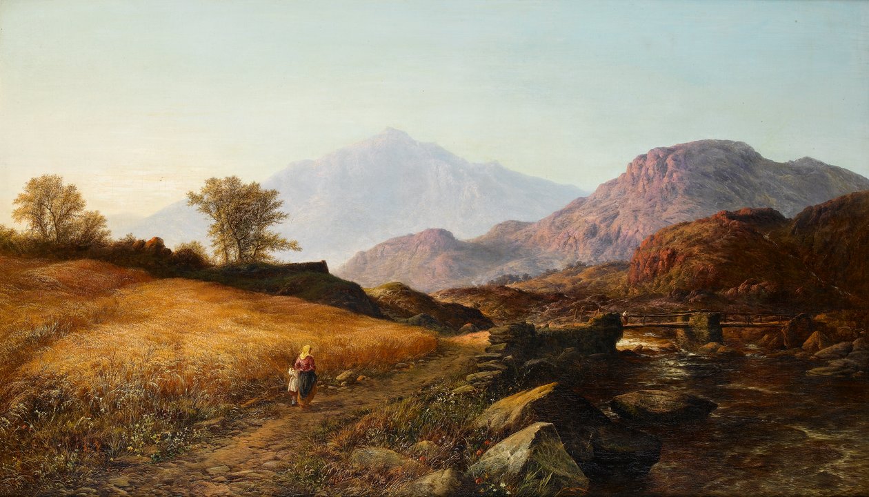 Doba sklizně u řeky Lleder, Severní Wales, 1874 od Walter Williams