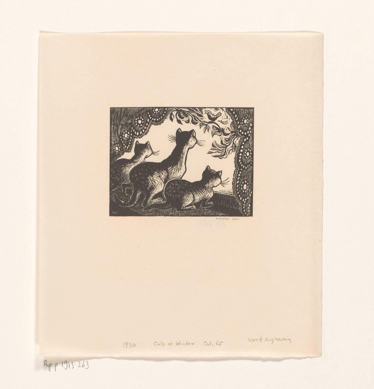 Tři kočky v rámu okna od Wanda Gág (signed by artist)