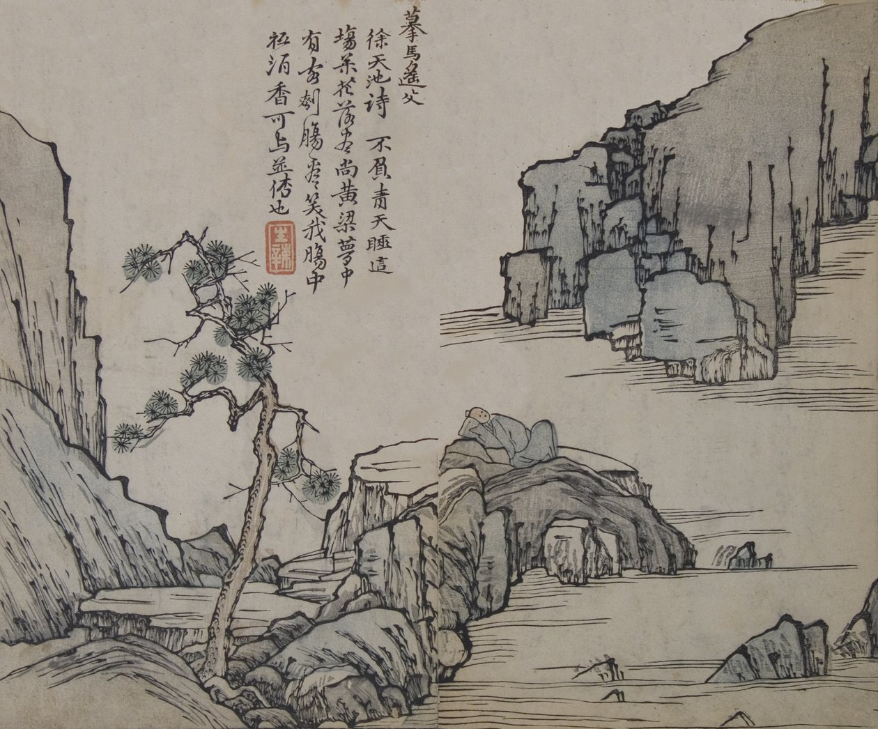 Krajina po Ma Yuan aktivní ca. 1190-1225, ze Garde hořčičných semen..., první vydání, 1679. od Wang Gai