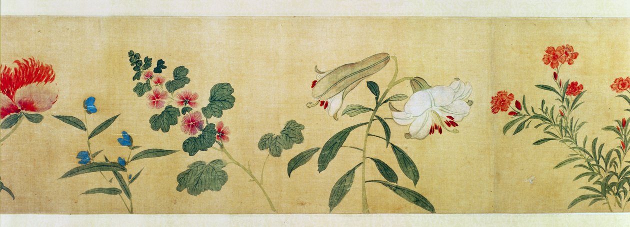 Detail květin ze svitku "Sto květin", 1562 od Wang Guxiang