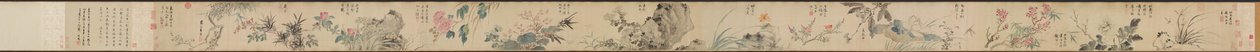 Květiny čtyř ročních období, s básněmi, 1531. od Wang Guxiang