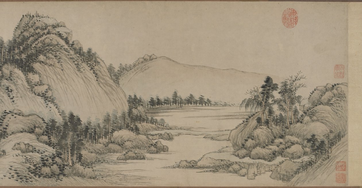 Bydlení v horách Fuchun po Huang Gongwang, dynastie Qing, 1672 (inkoust a barva na papíře) od Wang Hui