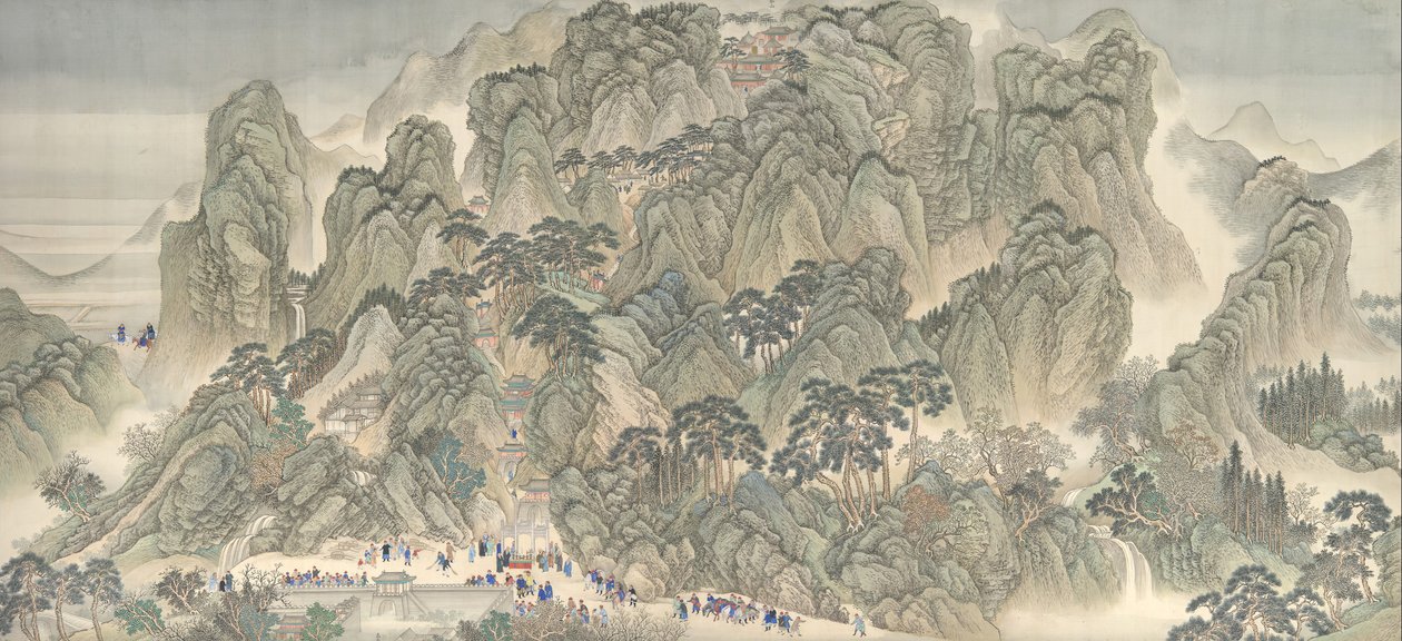 Jižní inspekční prohlídka císaře Kangxi, svitek tři: Jinan k hoře Tai, datové záznamy do roku 1698. od Wang Hui