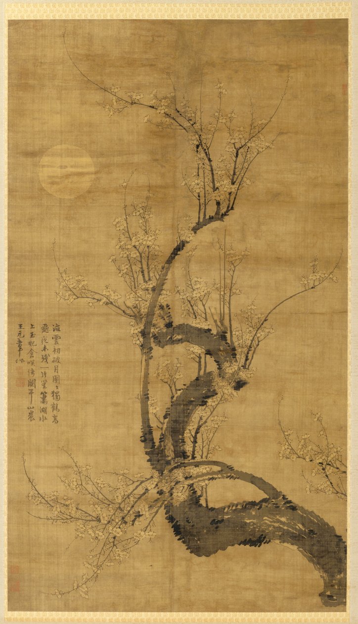 Prunus v měsíčním světle, 1300s. od Wang Mian