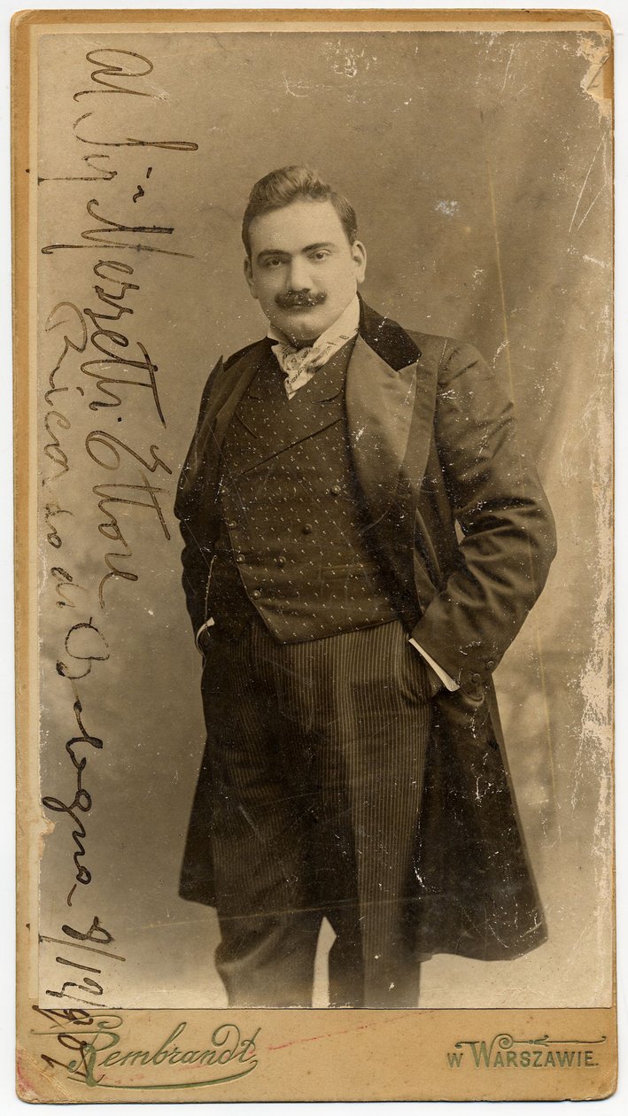 Portrét operního pěvce Enrica Carusa 1873-1921, 1900. od Warsaw. Photo studio Rembrandt