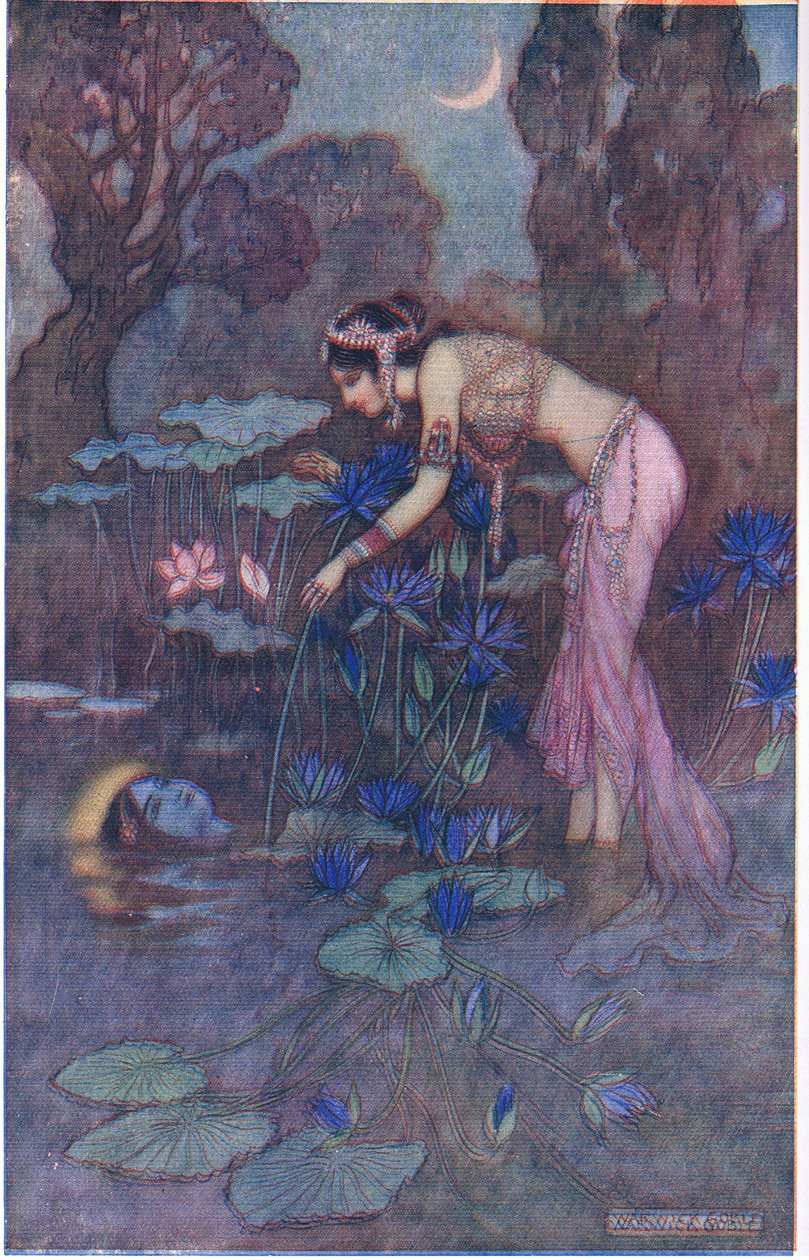 Sita najde Rámu mezi lotosovými květy od Warwick Goble