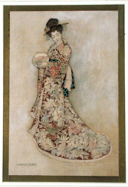 Gejša (akvarel a zlato na plátně) od Warwick Goble