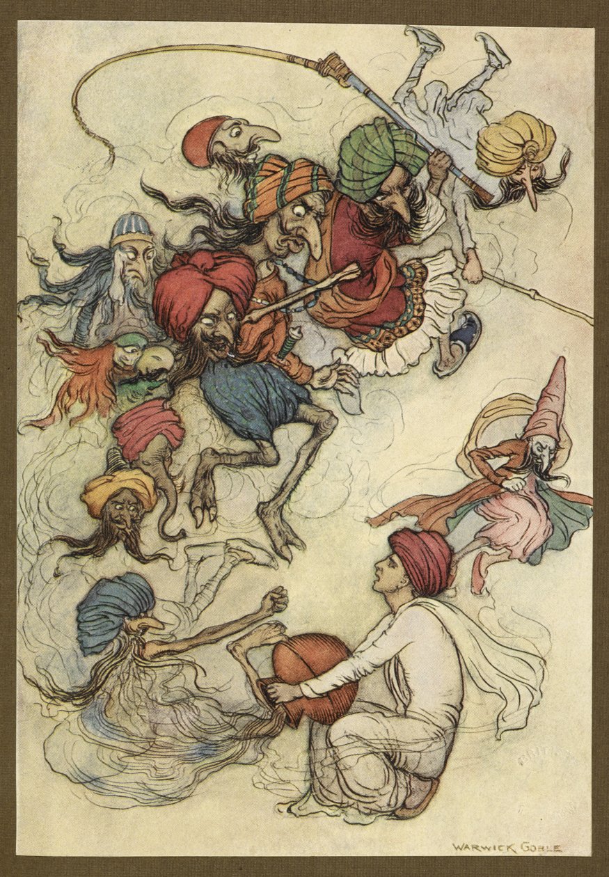 Talíř 4: "Místo sladkostí o desítce démonů." Folk-Tales of Bengal ... S 32 barevnými ilustracemi od Warwicka Goblea. (Luxusní vydání.) od Warwick Goble