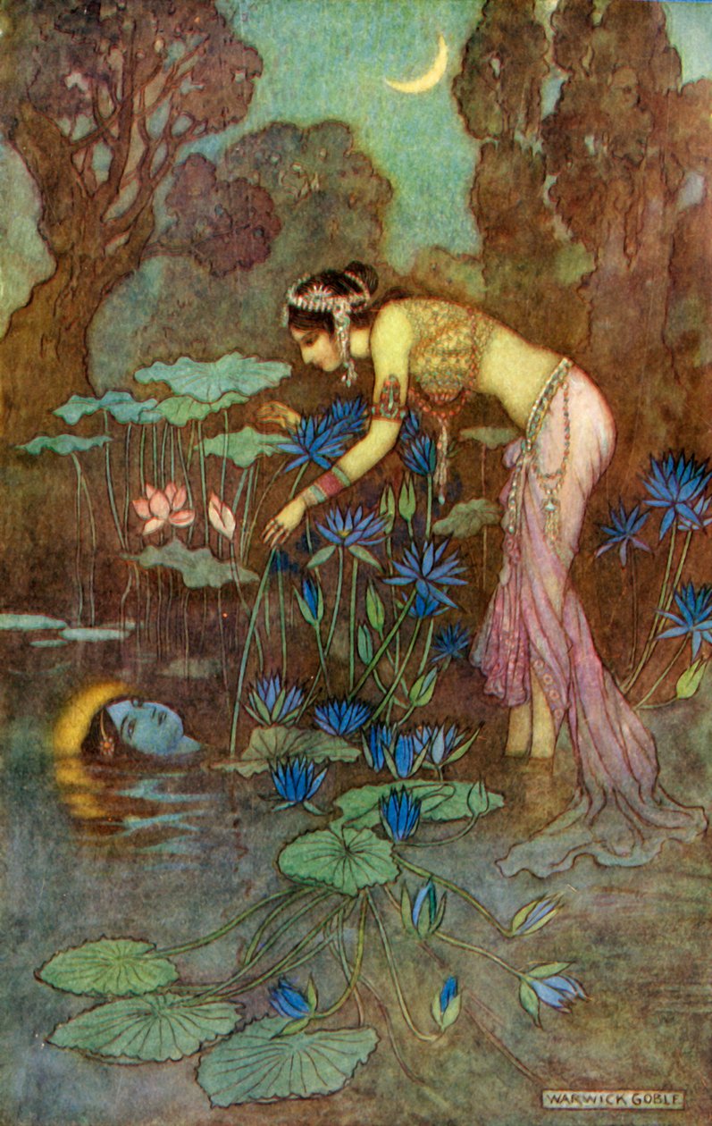 „Sita najde Rámu mezi lotosovými květy“, 1913. od Warwick Goble