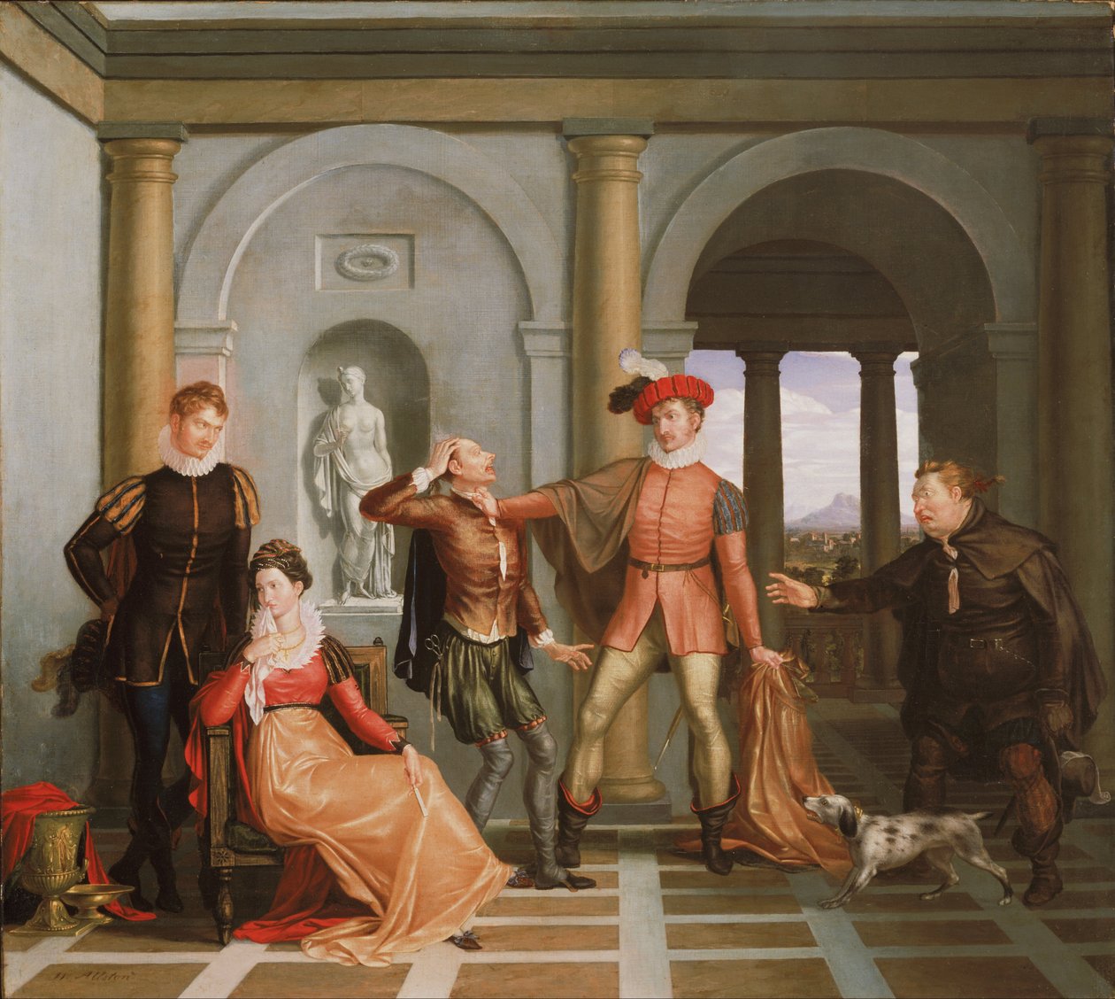 Scéna ze Shakespearova Zkrocení zlé ženy (Katharina a Petruchio) od Washington Allston