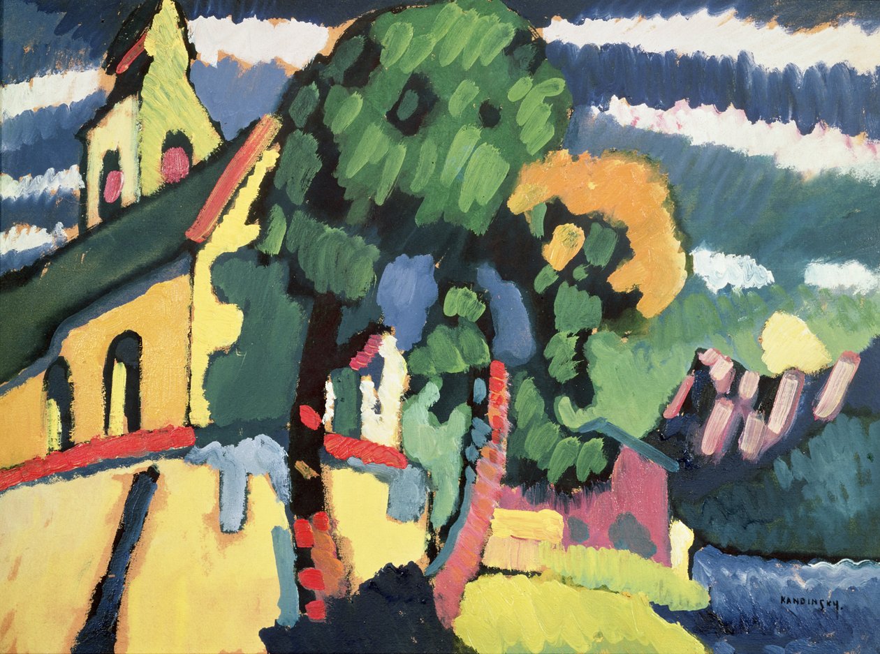 Bavorská krajina s kostelem (olej) od Wassily Kandinsky