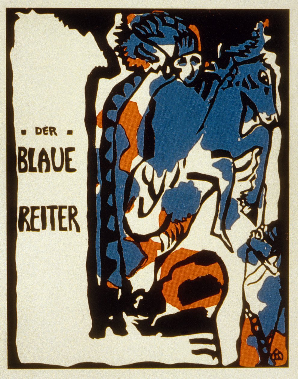 Obálka almanachu Blaue Reiter, barevná litografie z roku 1912 od Wassily Kandinsky
