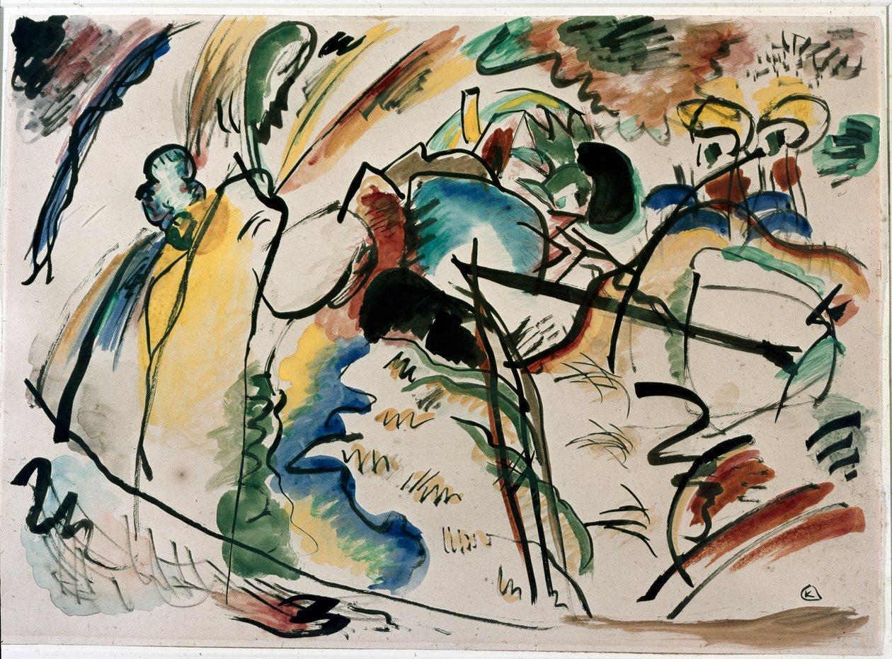 Expresionismus: studie pro malbu bílou pěnou. Obraz od Wassily Kandinsky od Wassily Kandinsky