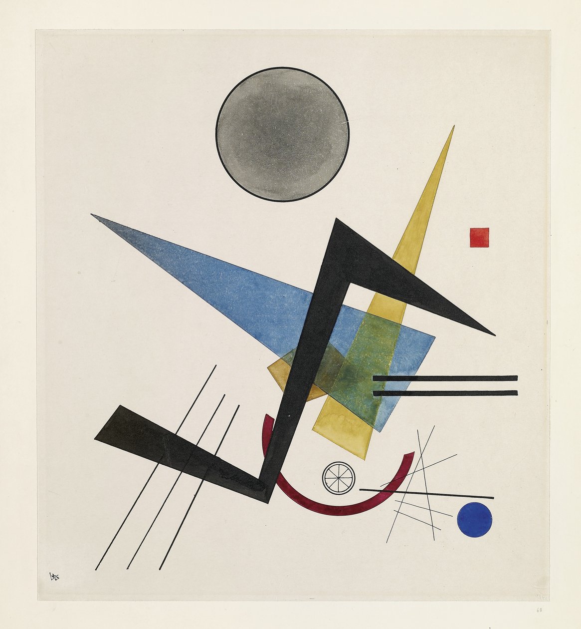 Šedý kruh, 1923 (wc a inkoust na tkaném papíře) od Wassily Kandinsky