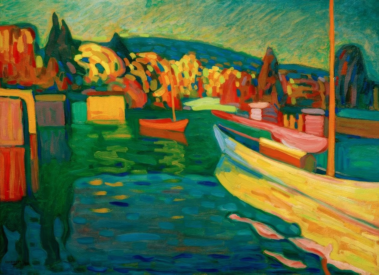 Podzimní krajina s loděmi od Wassily Kandinsky