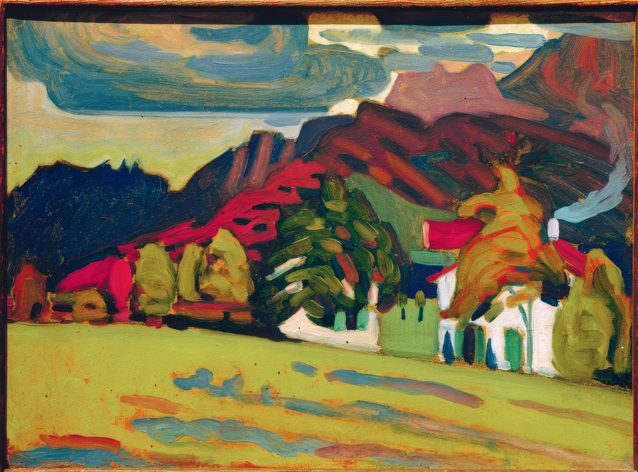 Skupina domů před horami od Wassily Kandinsky