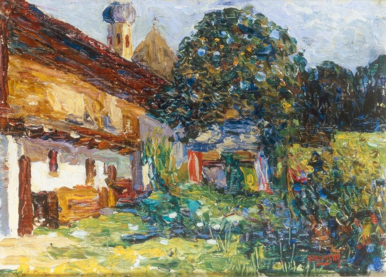 Kochel - statek s kostelem od Wassily Kandinsky