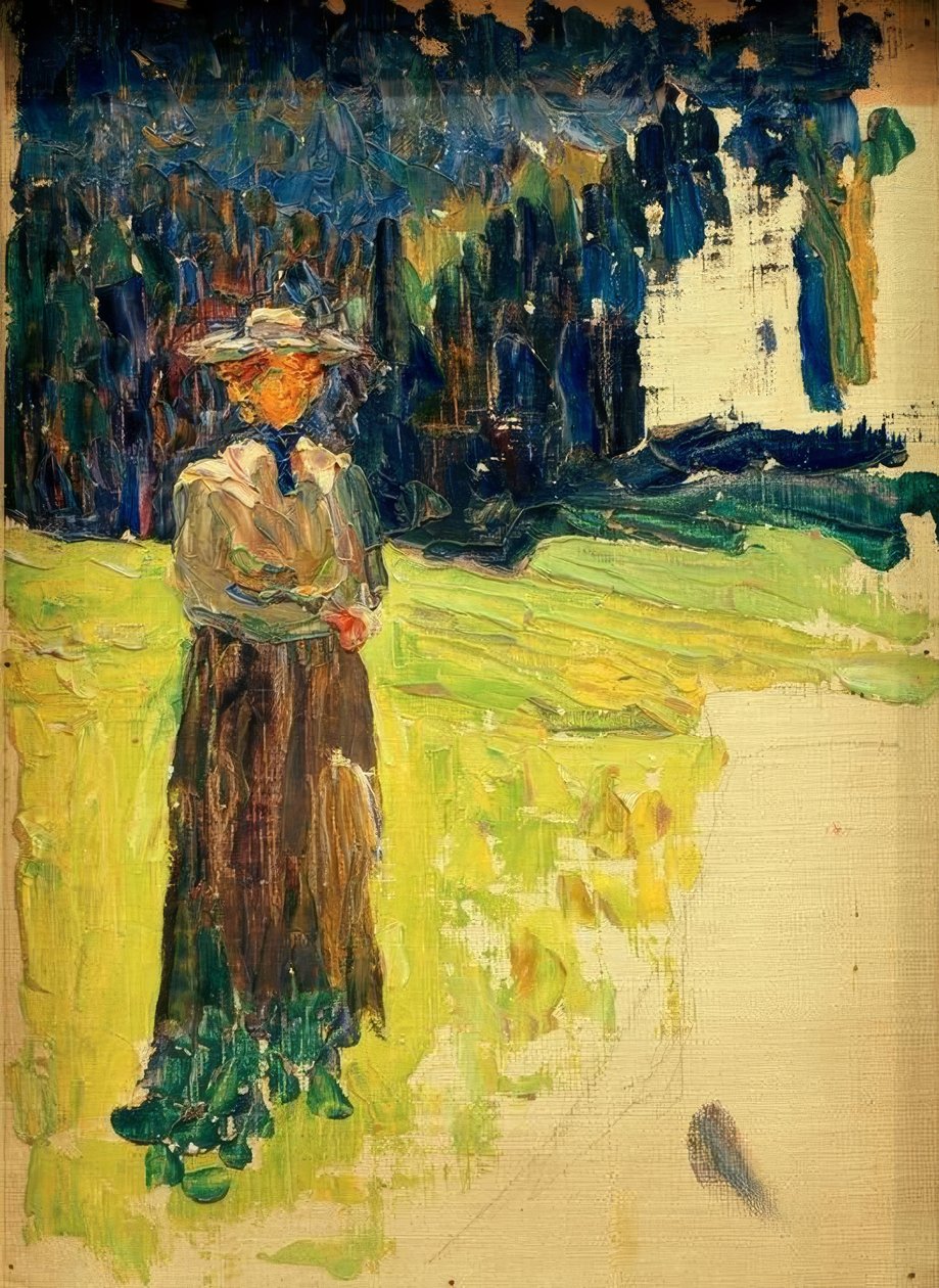 Kochel - Stojící dáma na kraji lesa od Wassily Kandinsky