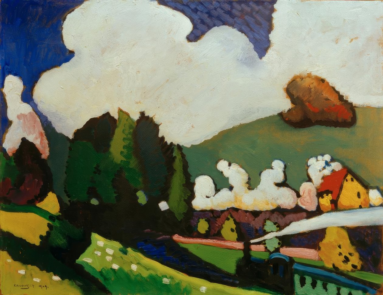 Krajina poblíž Murnau s lokomotivou od Wassily Kandinsky