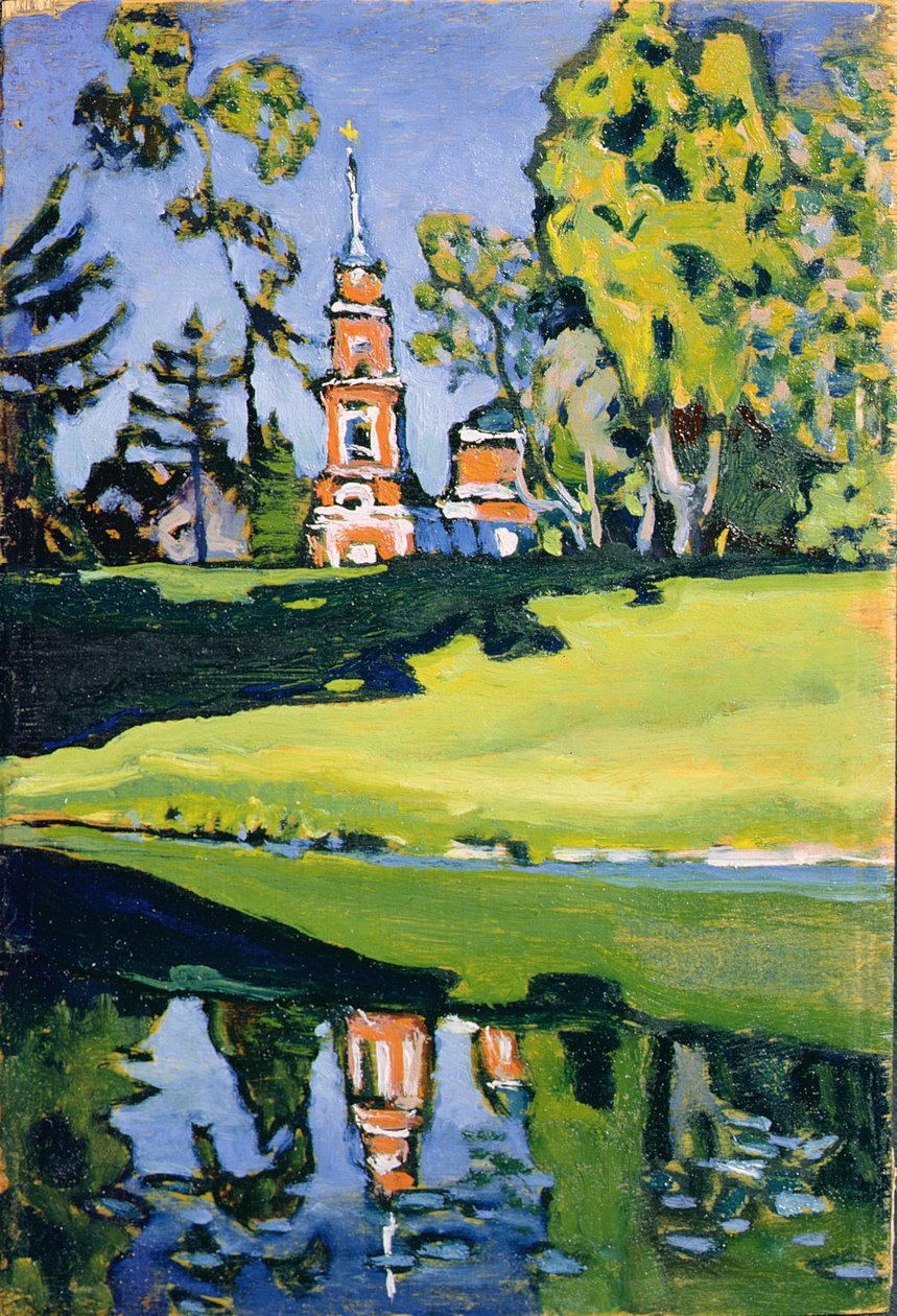 Červený kostel, 1900 (olej na překližce) od Wassily Kandinsky