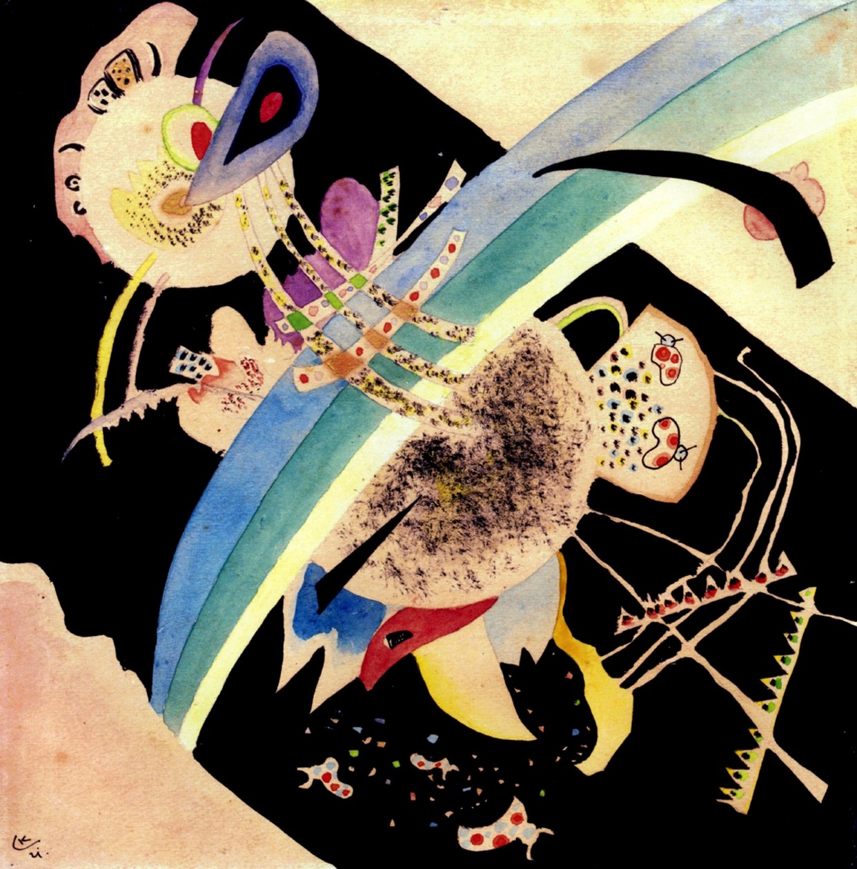 Studie pro Kruhy na černé, 1921 (čb a tuš na papíře) od Wassily Kandinsky
