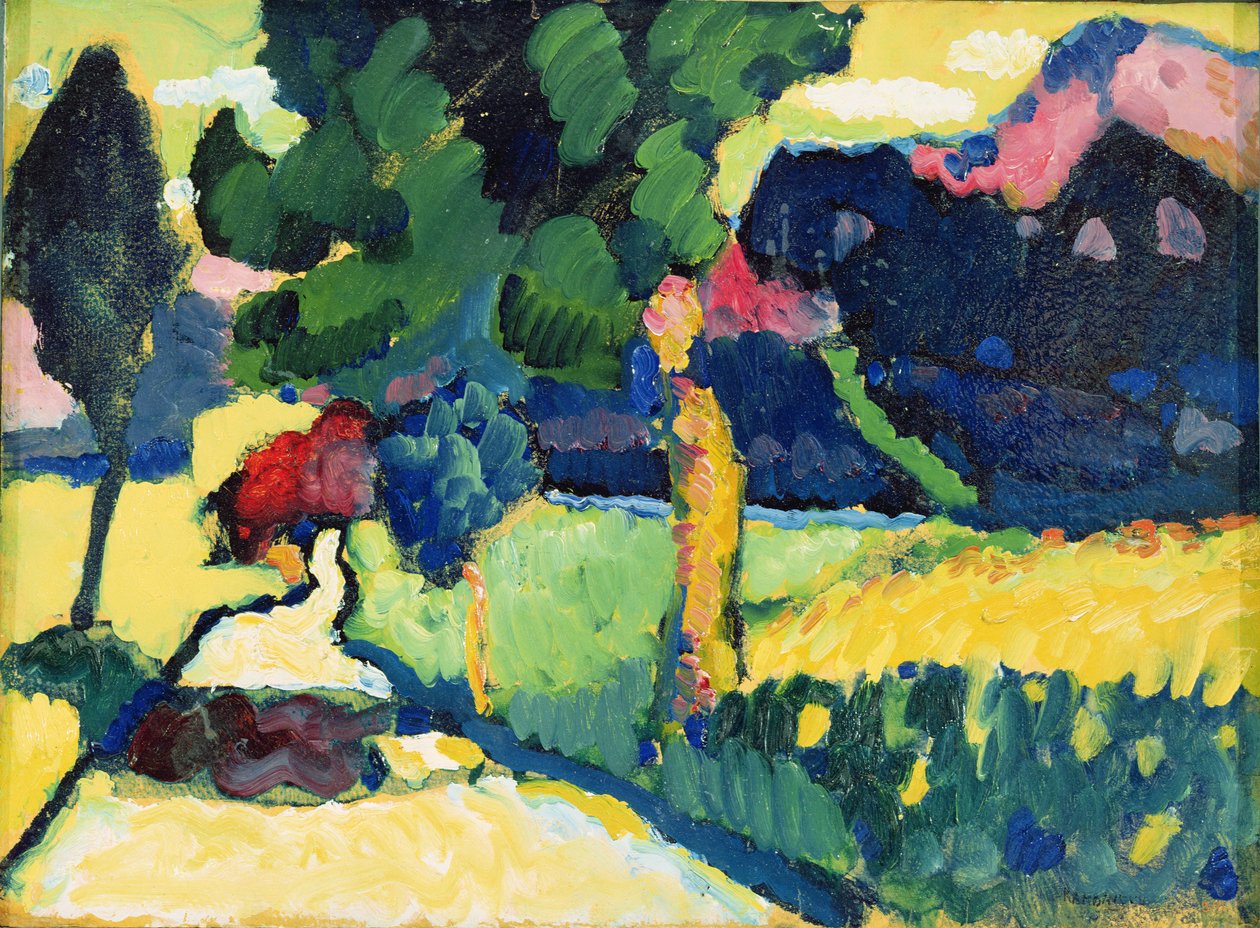 Letní krajina, 1909 (olej na kartonu) od Wassily Kandinsky
