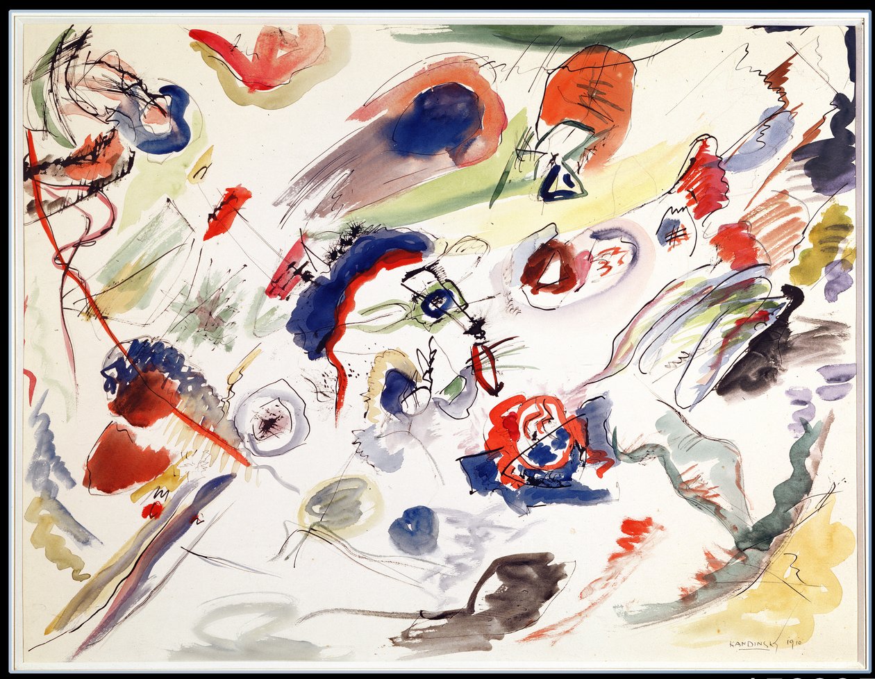 Bez názvu - První abstrakce, 1910 (pero, inkoust a wc na papíře) od Wassily Kandinsky