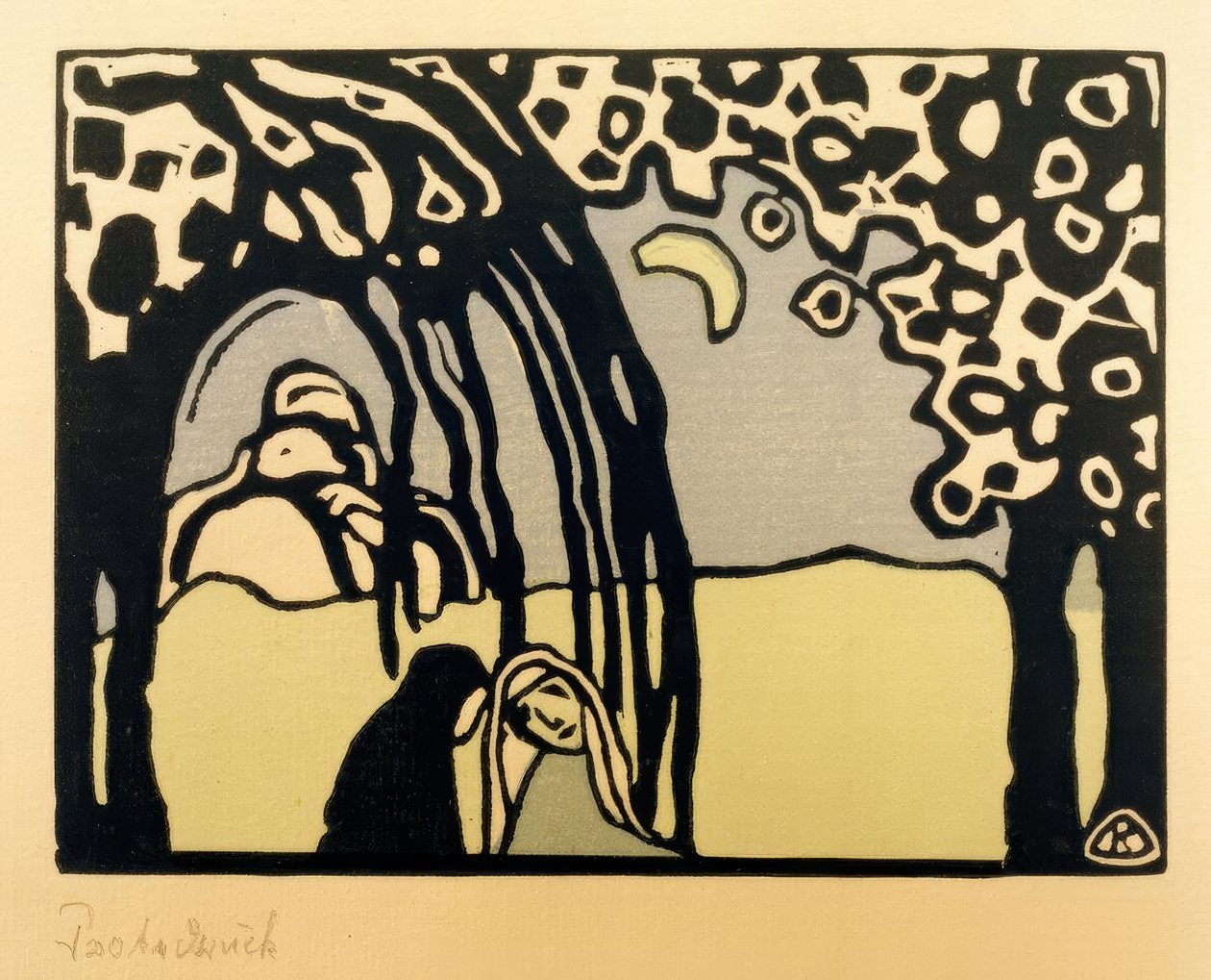 Dvě ženy v měsíční krajině od Wassily Kandinsky
