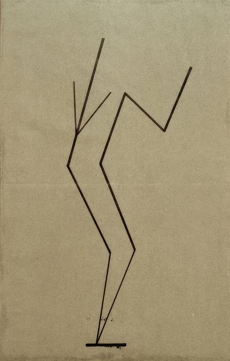 Analytická kresba na základě fotografií tančícího Palucca, paralelní konstrukce z jednoho bodu níže od Wassily Kandinsky