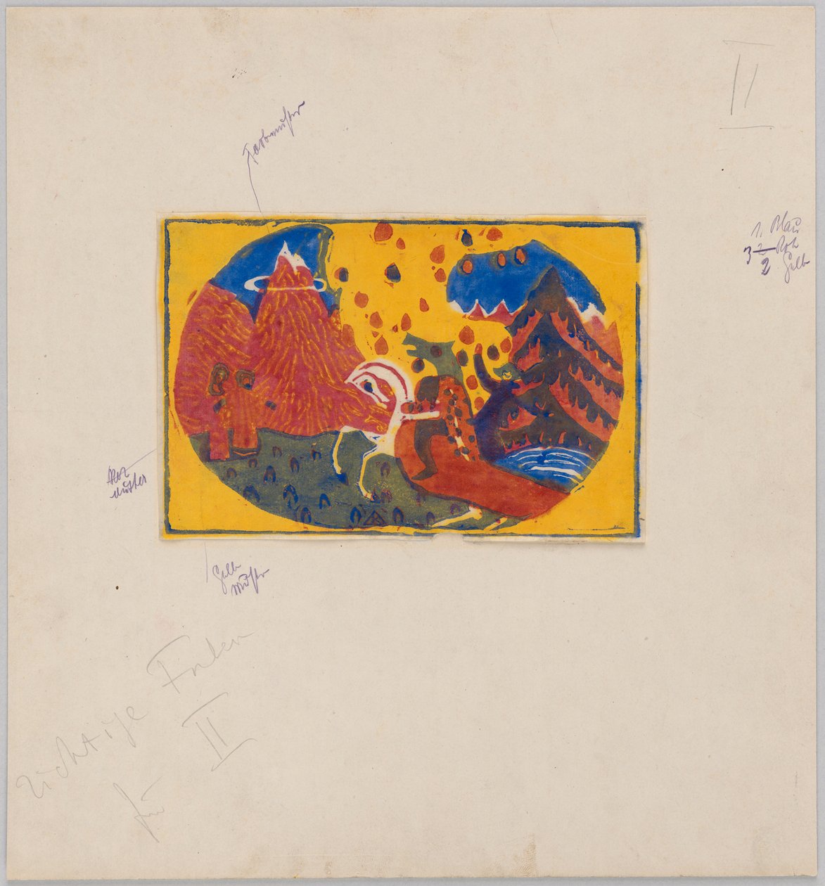 Berge (Probedruck für Kandinskys Buch Klänge, S. 63) od Wassily Kandinsky