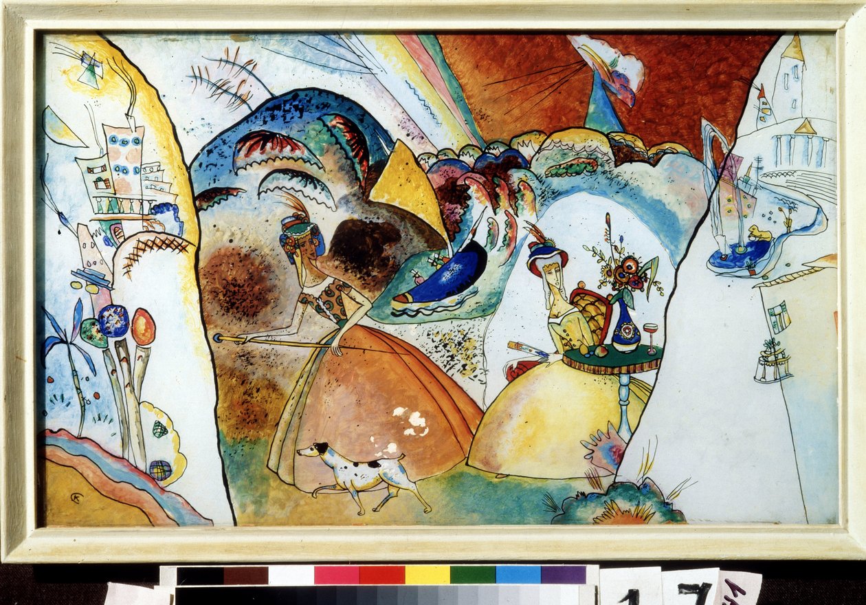 ""Dámy v krinolíně"" Akvarel od Vassily Kandinsky (nebo Wassily Kandinsky nebo Kandinskyj od Wassily Kandinsky