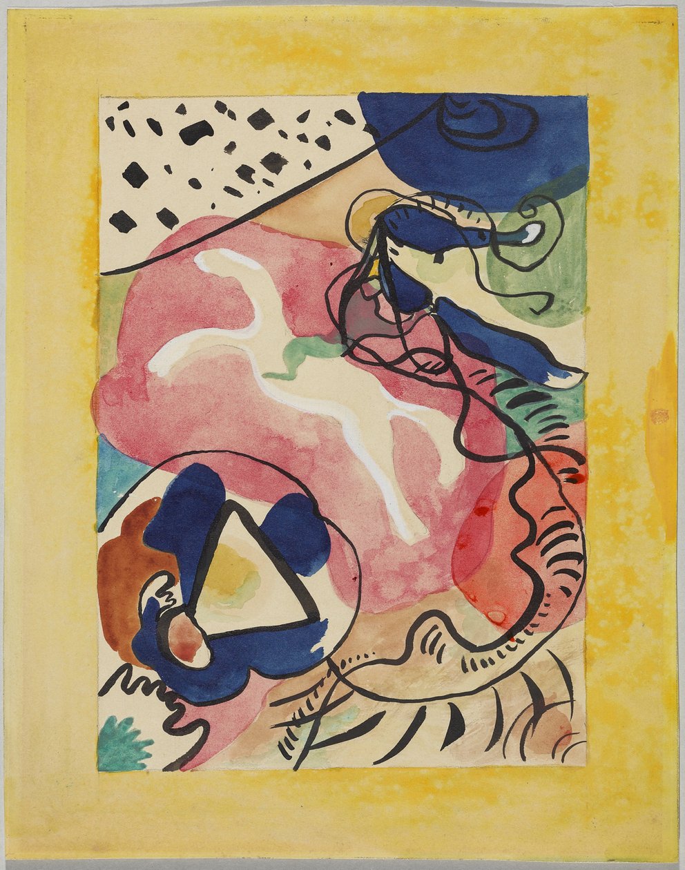 Návrh na obálku almanachu "Der Blaue Reiter" od Wassily Kandinsky