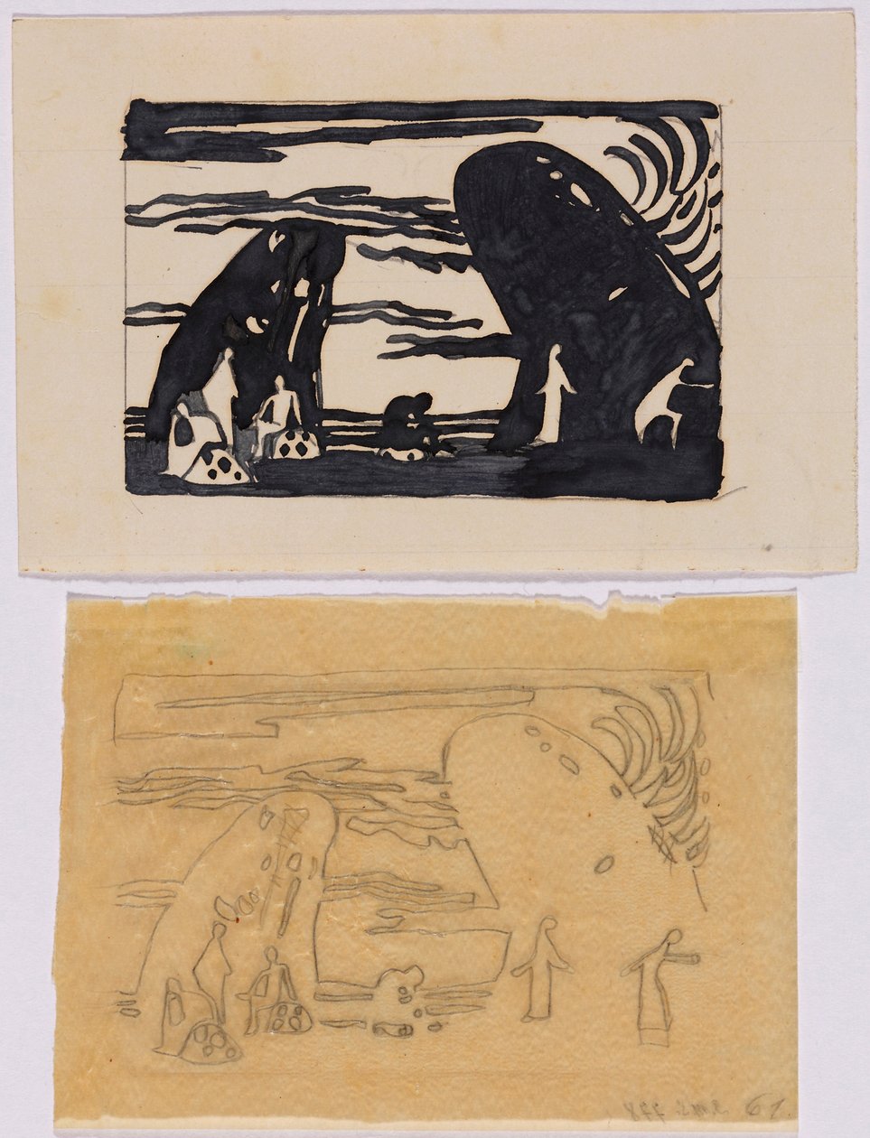 Entwurf und Pause zu dem Holzschnitt Klänge, S. 65 od Wassily Kandinsky
