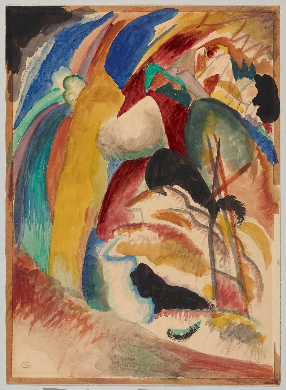 Návrh k dílu „Obraz s bílým tvarem“ od Wassily Kandinsky