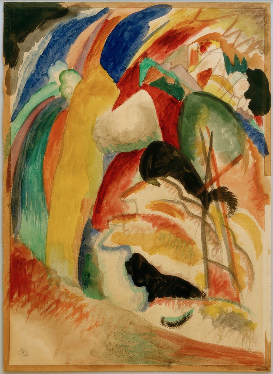 Návrh na obrázek s bílým tvarem od Wassily Kandinsky