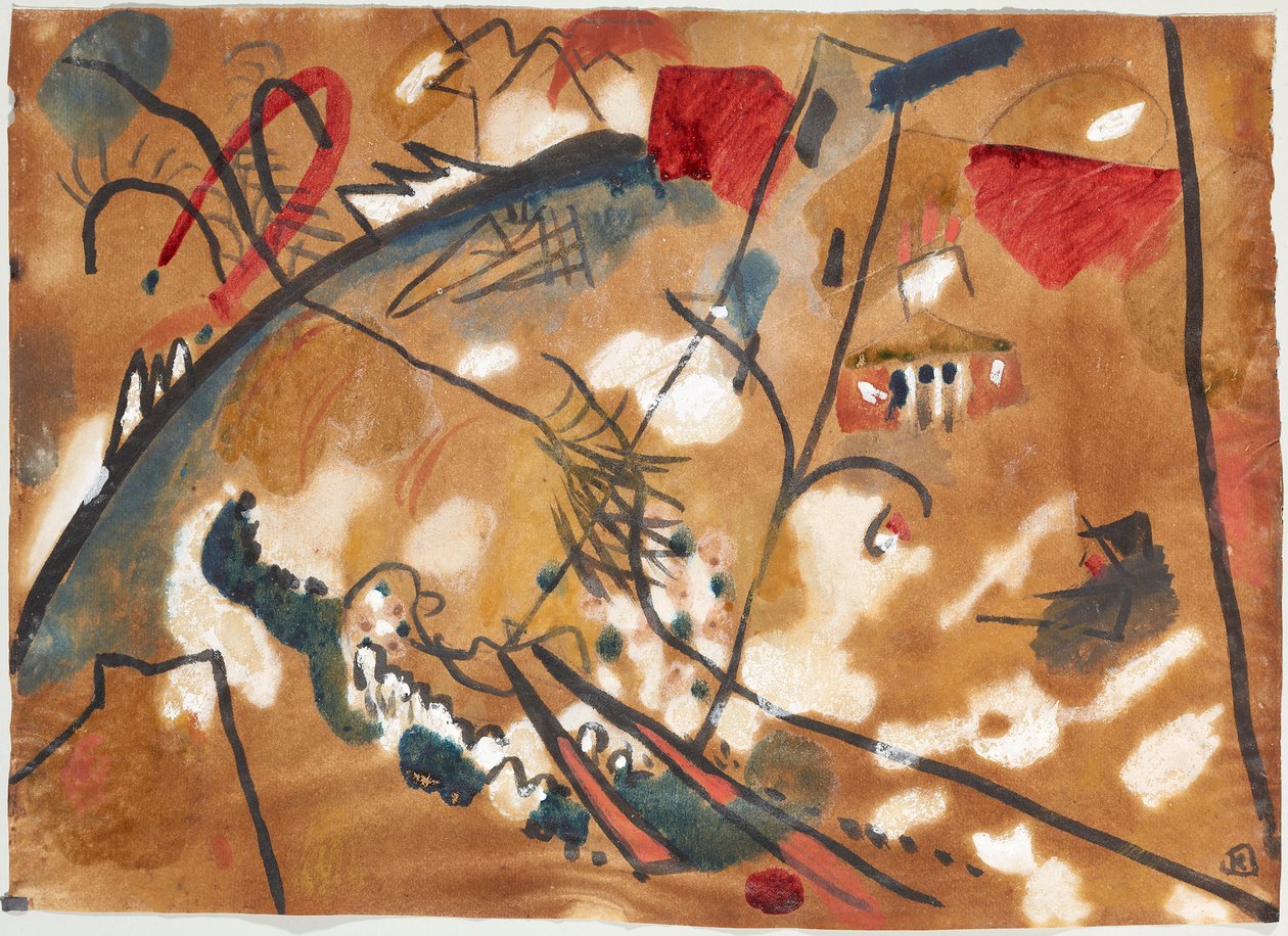 Návrh k dílu „Improvizace 24 (Troika II)“ od Wassily Kandinsky