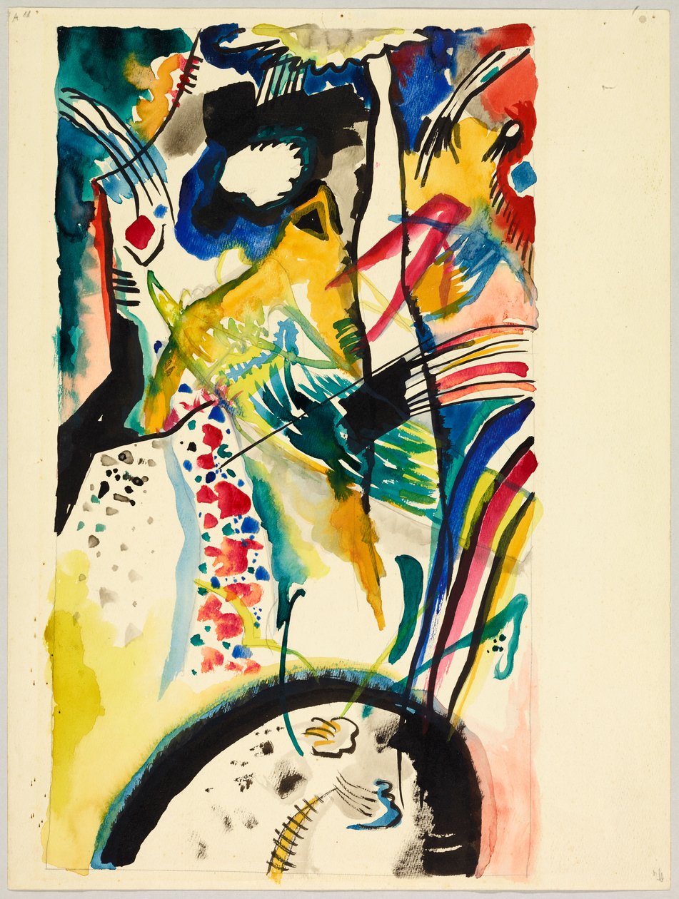 Návrh nástěnné malby pro Edwina R. Campbella č. 3, také nazývaný "Akvarelový návrh panelu Léto pro Edwina R. Campbella" od Wassily Kandinsky