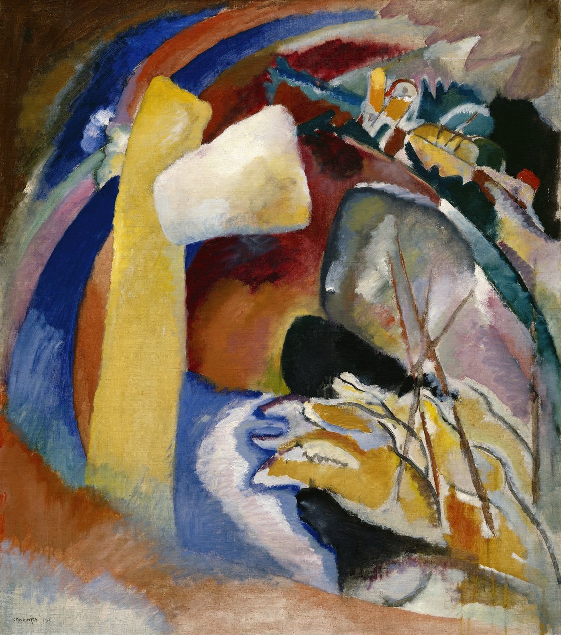 ""Studie malby má bílou formu"" Malba Vasilije Kandinského (nebo Wassily Kandinského nebo Kandinského od Wassily Kandinsky