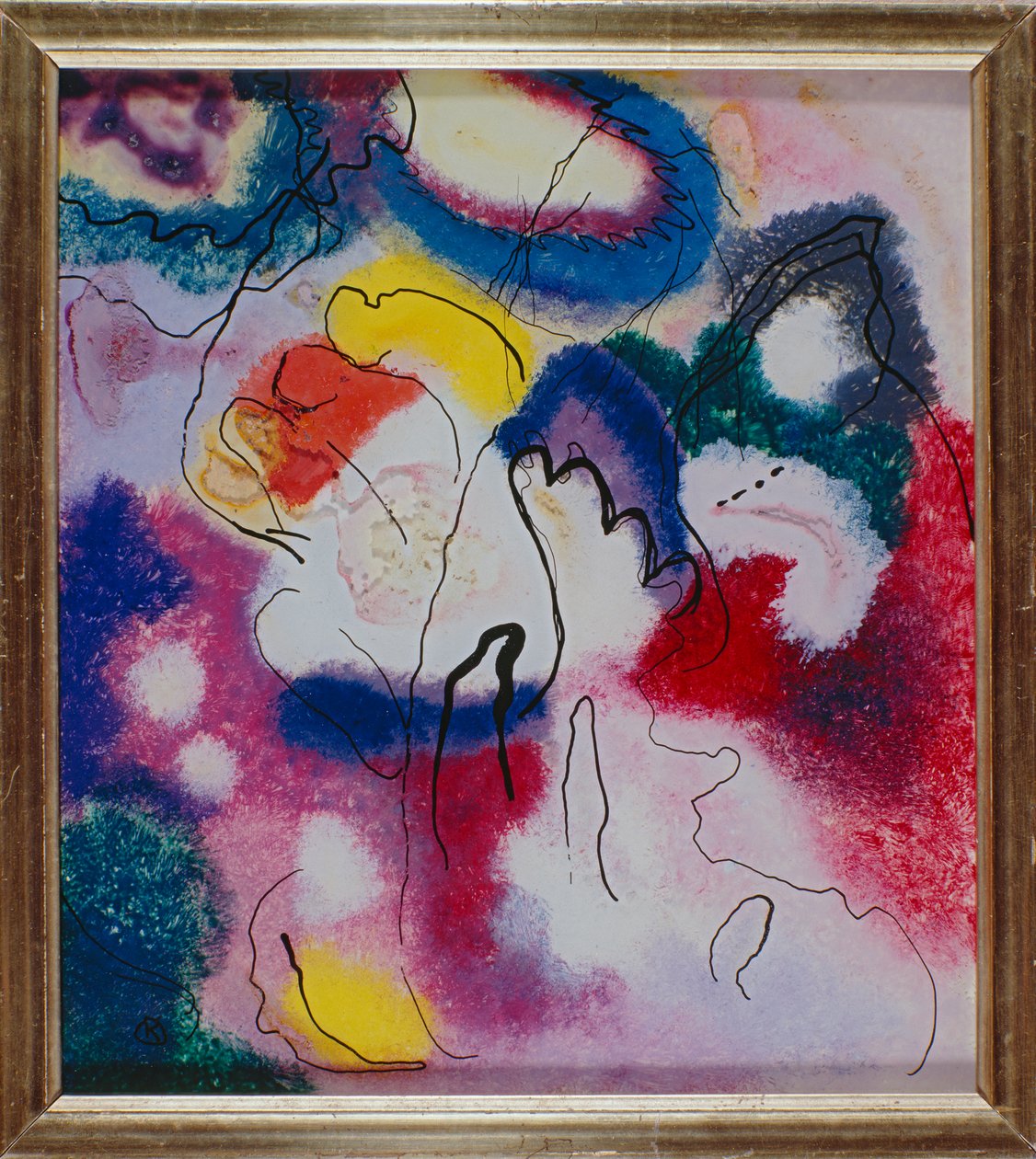 Skleněný obraz s červenou skvrnou od Wassily Kandinsky