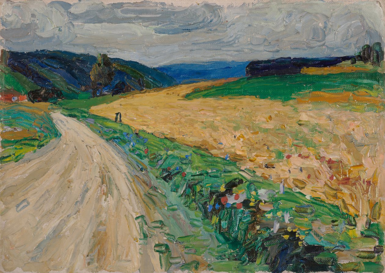 Kallmünz - Studie podle přírody pro žlutý poštovní vůz od Wassily Kandinsky