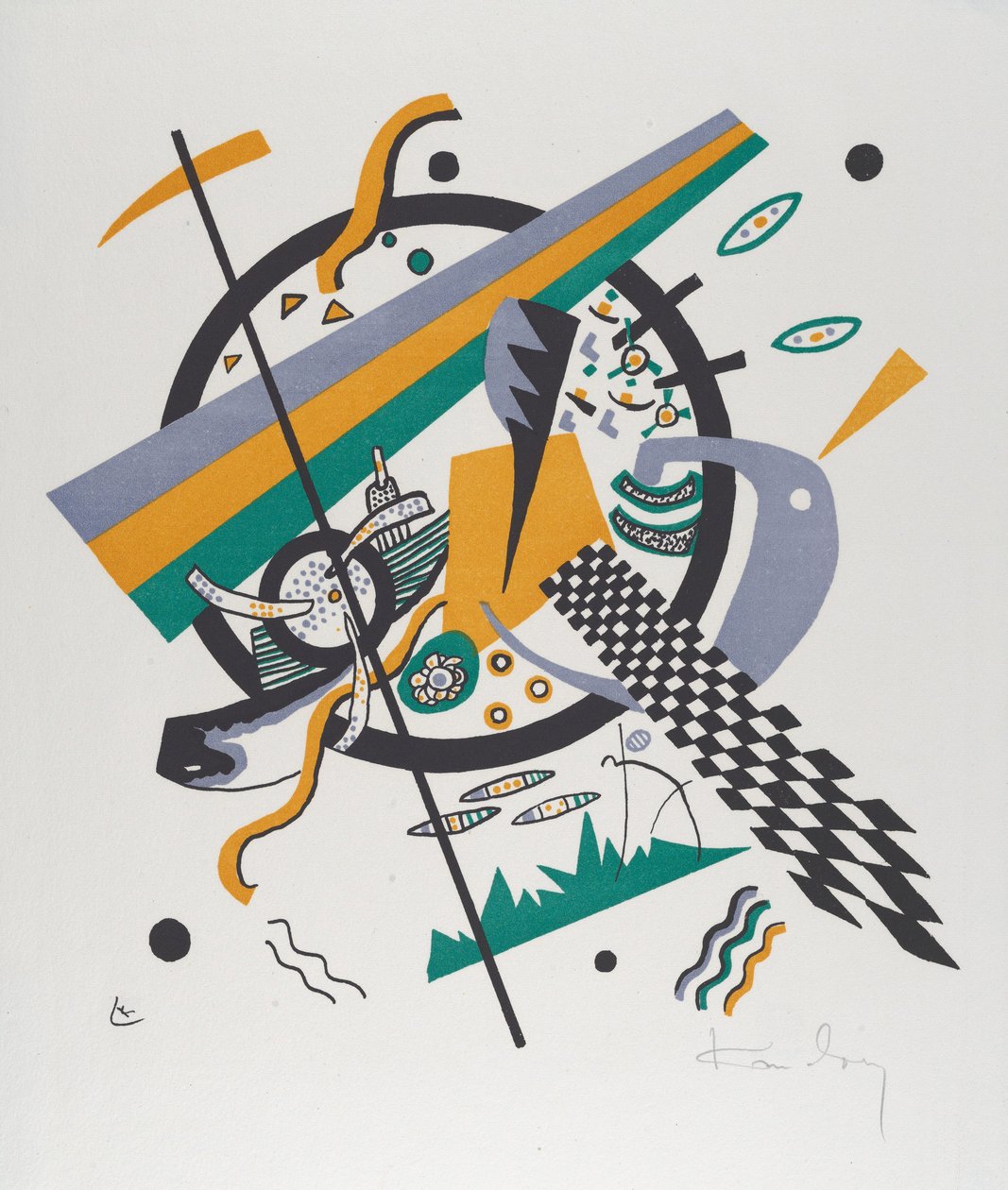 Kleine Welten IV (Small Worlds IV), 1922 (litografie tištěná zeleně a oranžově) od Wassily Kandinsky