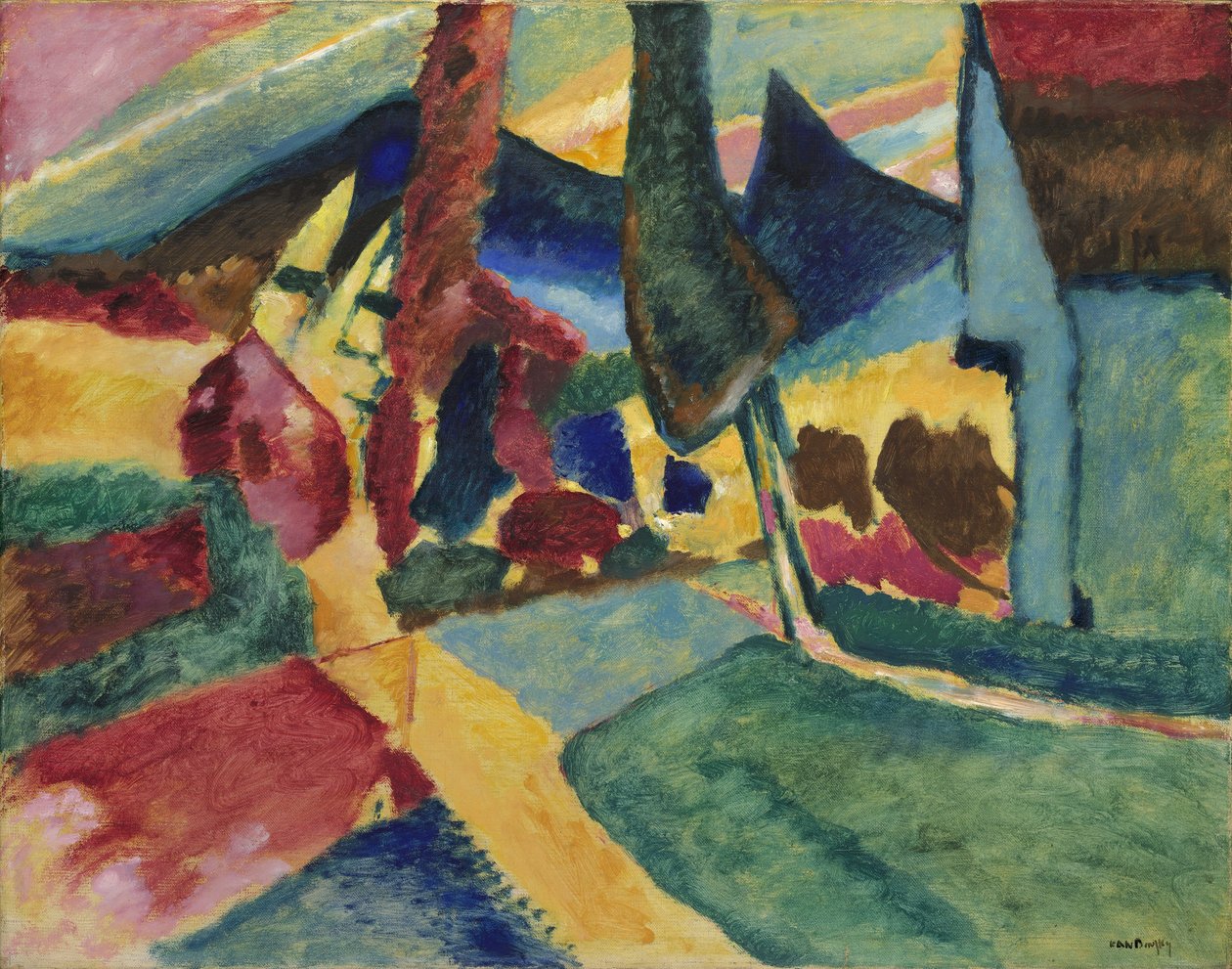 Krajina se dvěma topoly, 1912 od Wassily Kandinsky