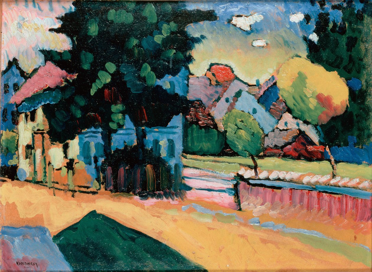 Krajina se zeleným domem, 1908. od Wassily Kandinsky
